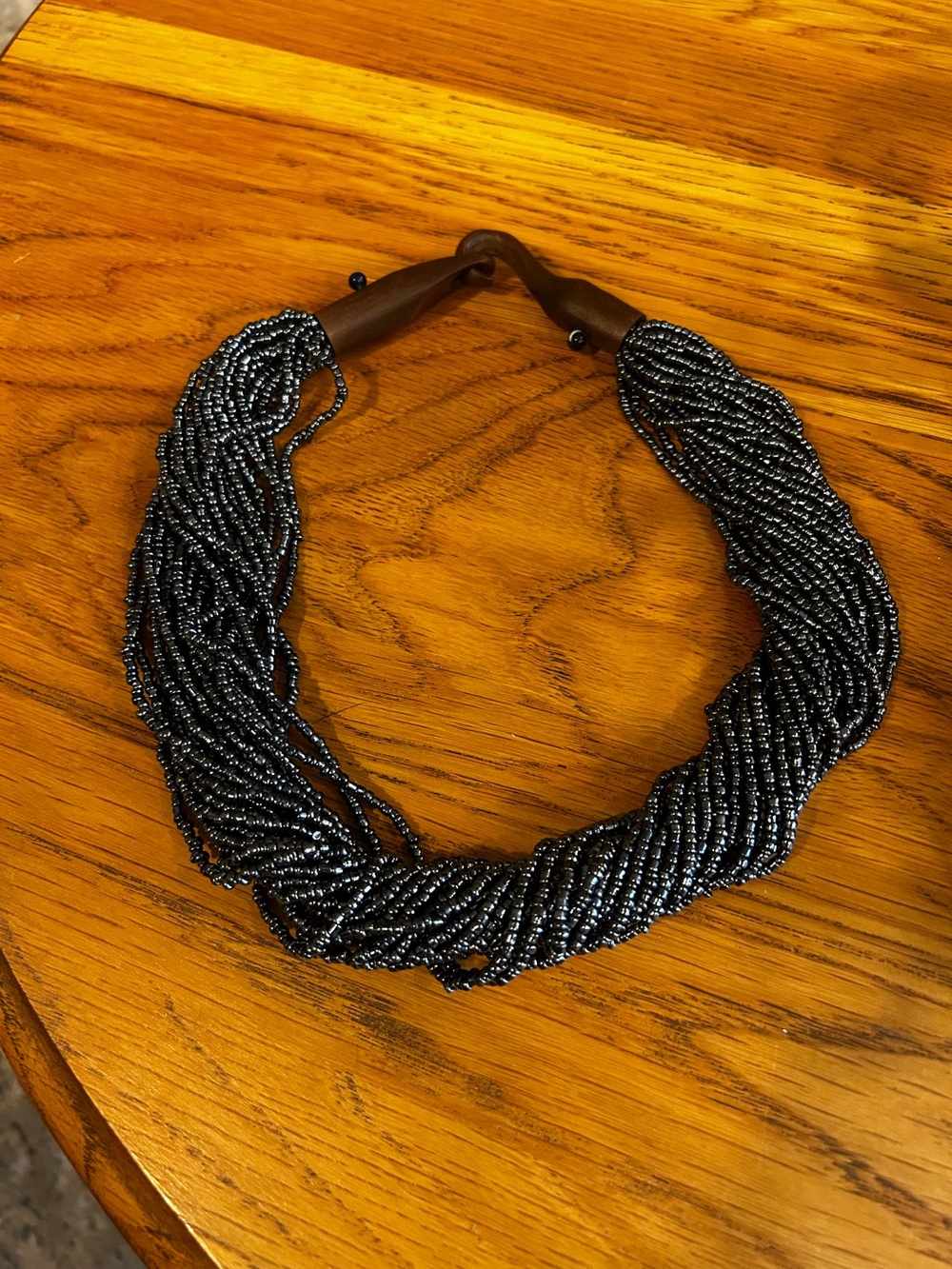 Handmade Multi-Strand Black Beaded Necklace from India